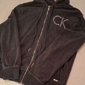 Calvin Klein Gray Zip-Up Bling Hoodie